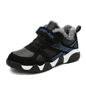 Boys Sneakers Winter Shoes Kids Cotton Shoes Fashion Fur Warm Outdoor Trainer Kids Running Shoes Children Sport Shoe Boots Tenis (Color: blue shoes kids, size: 1)