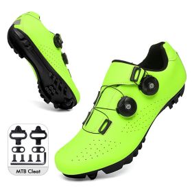 Mountain Cycling Shoes MTB Men Sports Road Bike Shoes Self-Locking SPD Cleat Bicycle Footwear Racing Women Speed Cycling Sneaker (Color: green mtb cleat, size: 38)