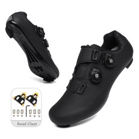 Mountain Cycling Shoes MTB Men Sports Road Bike Shoes Self-Locking SPD Cleat Bicycle Footwear Racing Women Speed Cycling Sneaker (Color: black road cleat, size: 41)