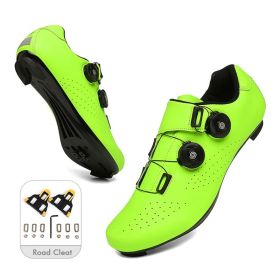 Mountain Cycling Shoes MTB Men Sports Road Bike Shoes Self-Locking SPD Cleat Bicycle Footwear Racing Women Speed Cycling Sneaker (Color: green road cleat, size: 39)