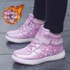 Kids Girls Sports Boots Girls Running Shoes Flat Round Toe Cotton High Tops Sneakers In Autumn And Winter Cotton Warm Shoes