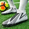 Men's and women's new football shoes youth students AG spikes high tops breathable lawn professional training shoes