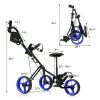Outdoor Recreation Games 3 Wheels Foldable Push Pull Golf Trolley
