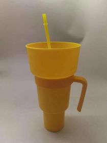 Snack With Handle Straw Cup Kitchen Gadgets (Option: Yellow Solid Color-901to1000ml)