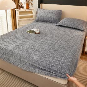 Winter Thermal Flannel Coral Fleece Fitted Sheet Fleece-lined Non-slip Bedspread (Option: Light Gray-180cm200cm)