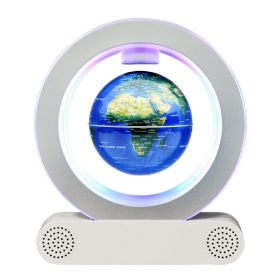 Magnetic County Floating Earth Instrument Bluetooth Speaker Decoration Crafts Strange (Option: Silver English Blue Sphere-UK)